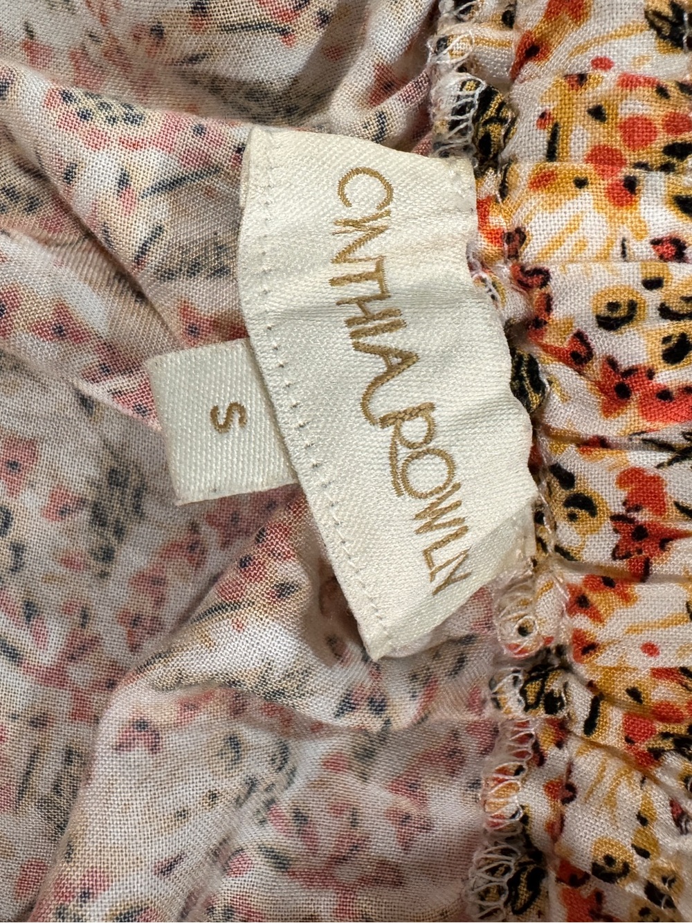 Boho Floral Tiered Mini Skirt - Cream with Orange Floral Print - Picture 3 of 3